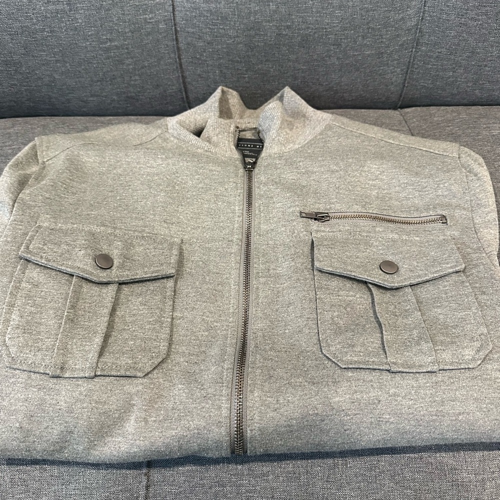Forever 21 Men's Light Gray Zip-Up Sweater